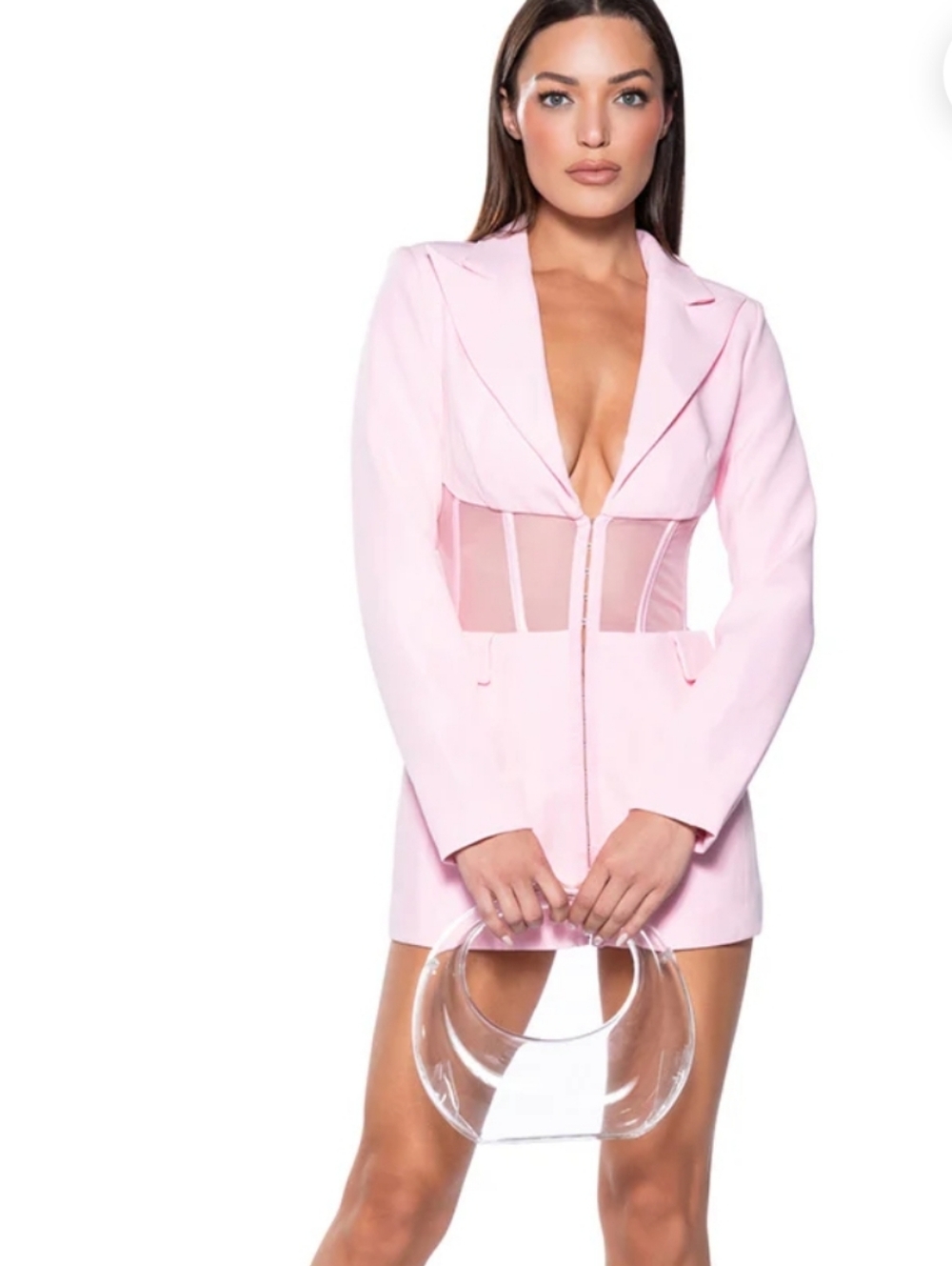 NWT AKIRA Soft Pink Tailored Blazer Mini Dress 1X